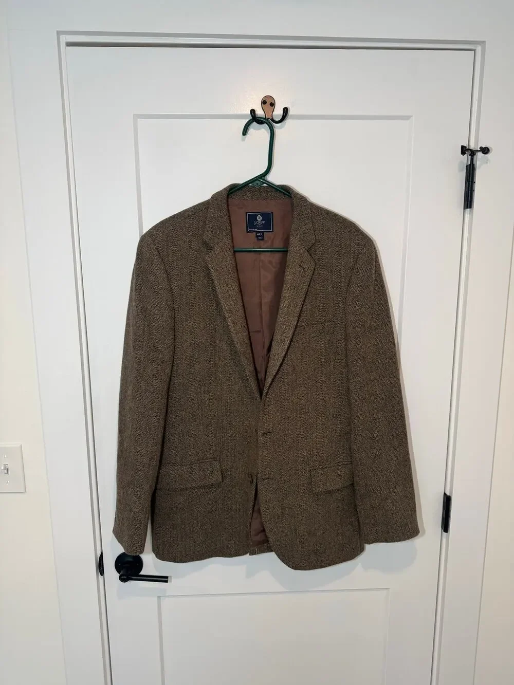 J.Crew Thompson Herringbone Tweed Wool Blazer Sport Coat Brown Men's 42R Classic